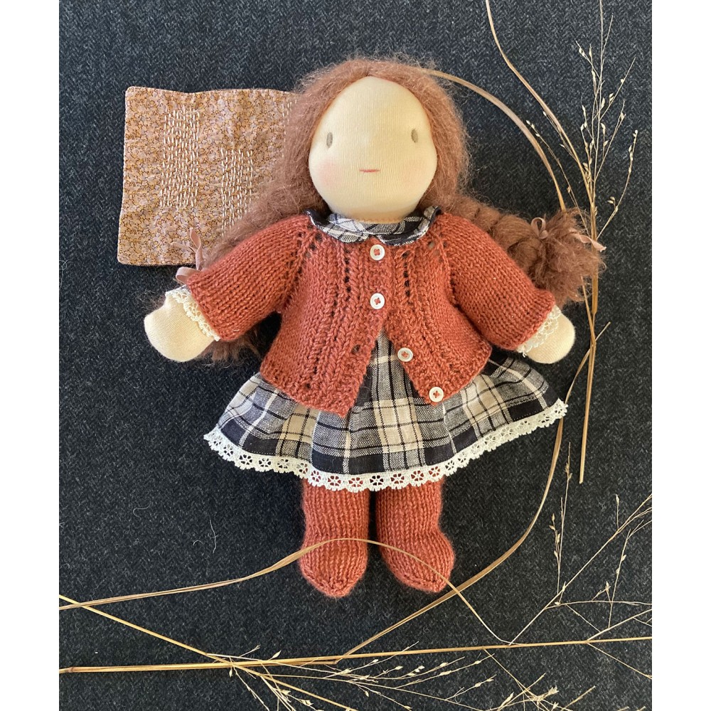 Knitting pattern to download little girl from Scotland cardigan and socks for Happy to see you dolls